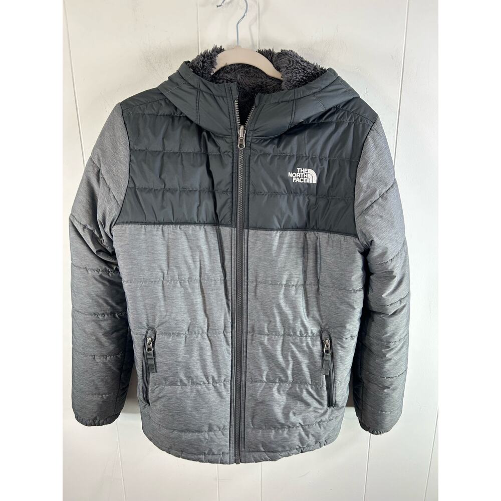 The North Face Kids Gray & Black Puffer Jacket with Hood